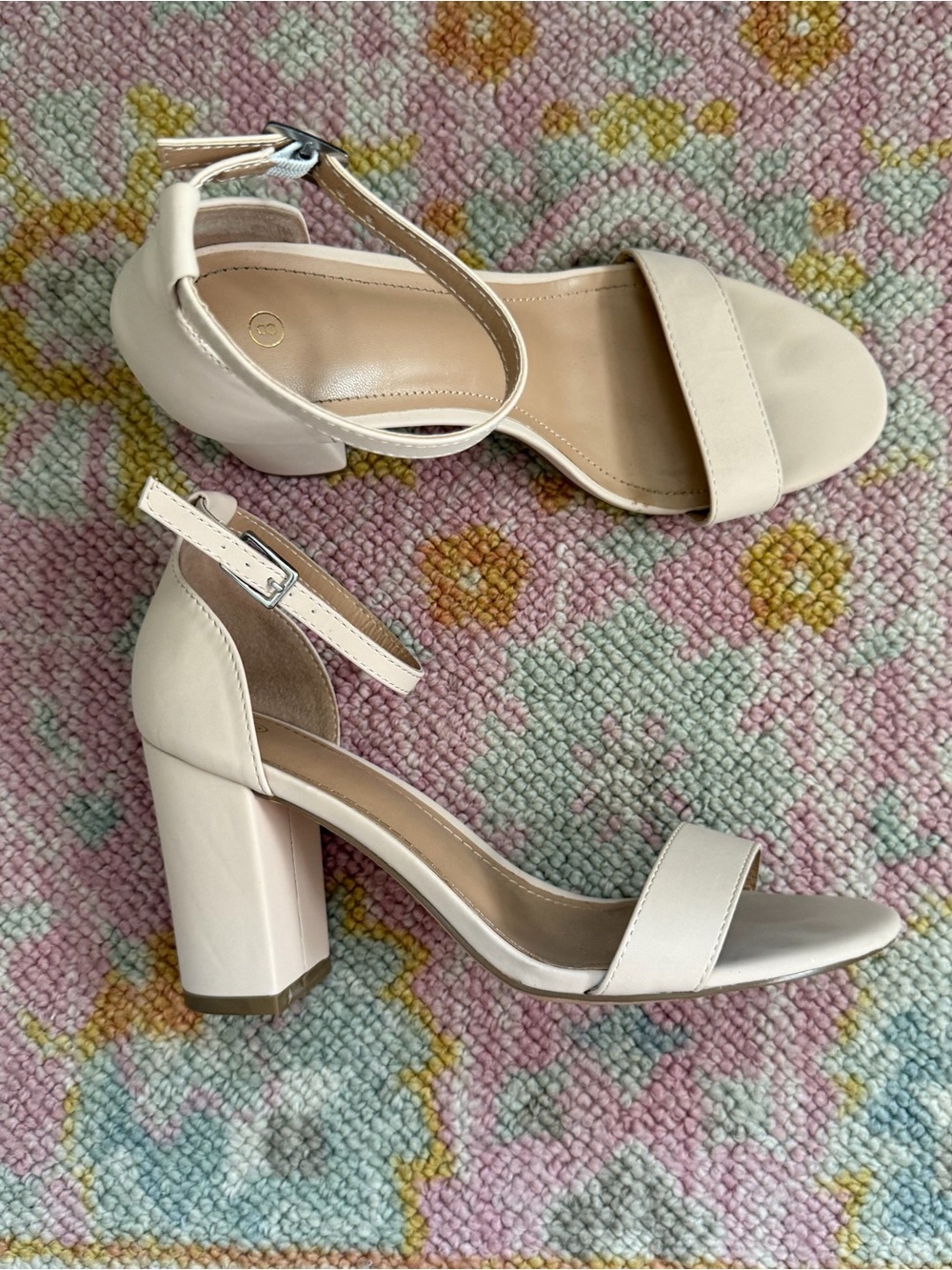 Women's Blush Block Heel Sandals with Ankle Strap